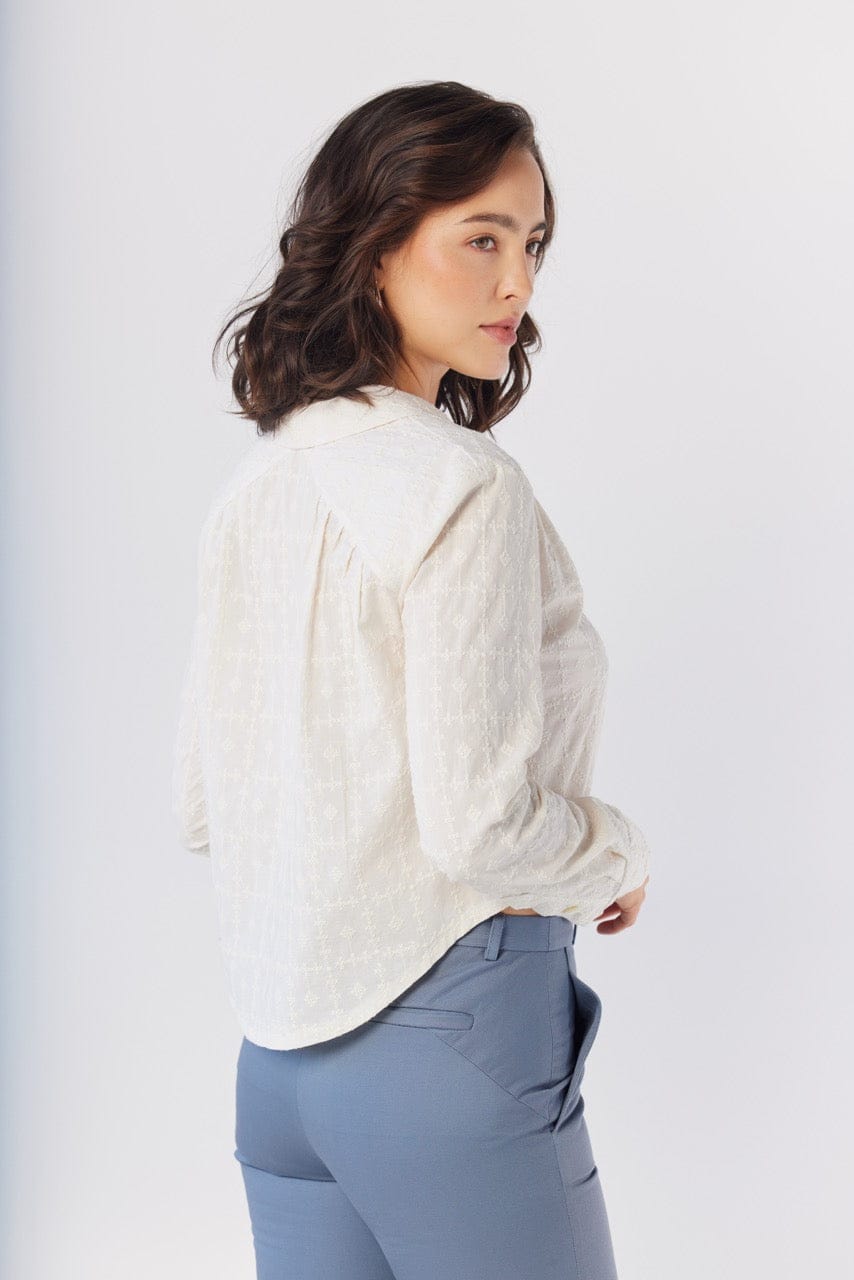 Iris Blouse in Cream Embroidered Cotton Tops CHRISTINE ALCALAY