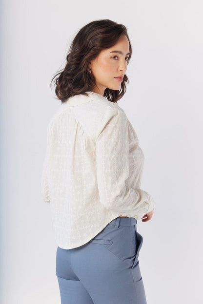 Iris Blouse in Cream Embroidered Cotton Tops CHRISTINE ALCALAY