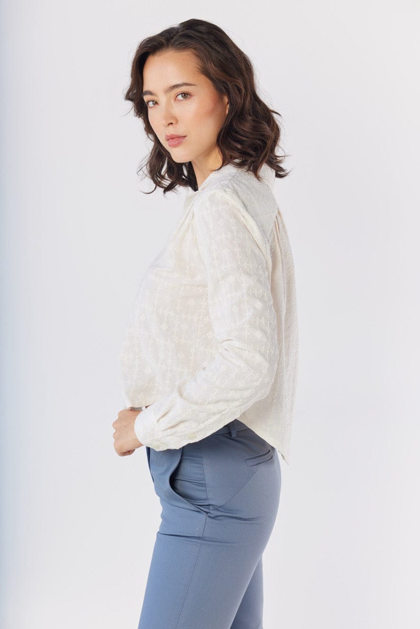 Iris Blouse in Cream Embroidered Cotton Tops CHRISTINE ALCALAY