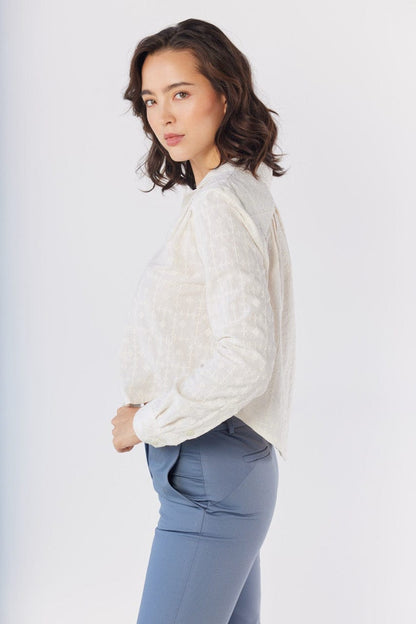 Iris Blouse in Cream Embroidered Cotton Tops CHRISTINE ALCALAY