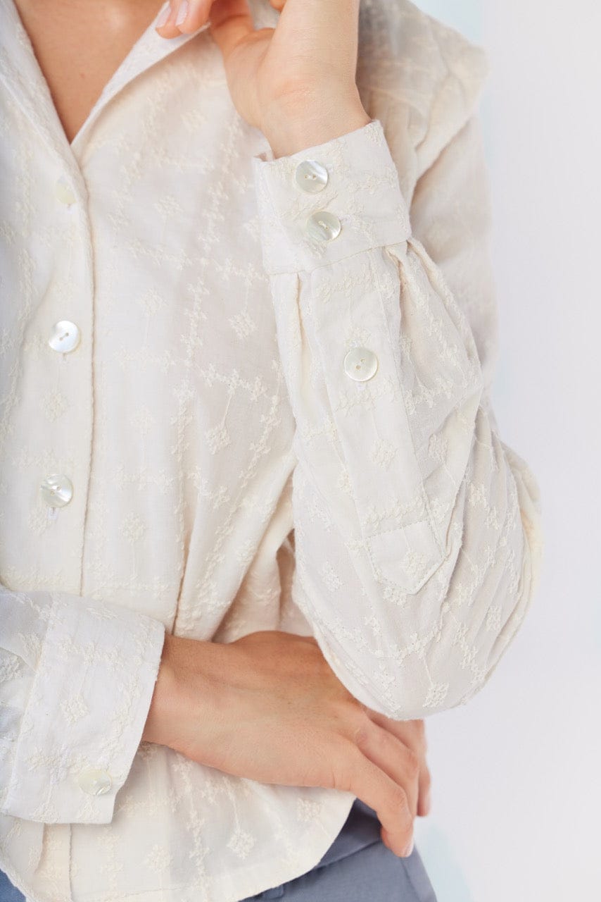 Iris Blouse in Cream Embroidered Cotton Tops CHRISTINE ALCALAY