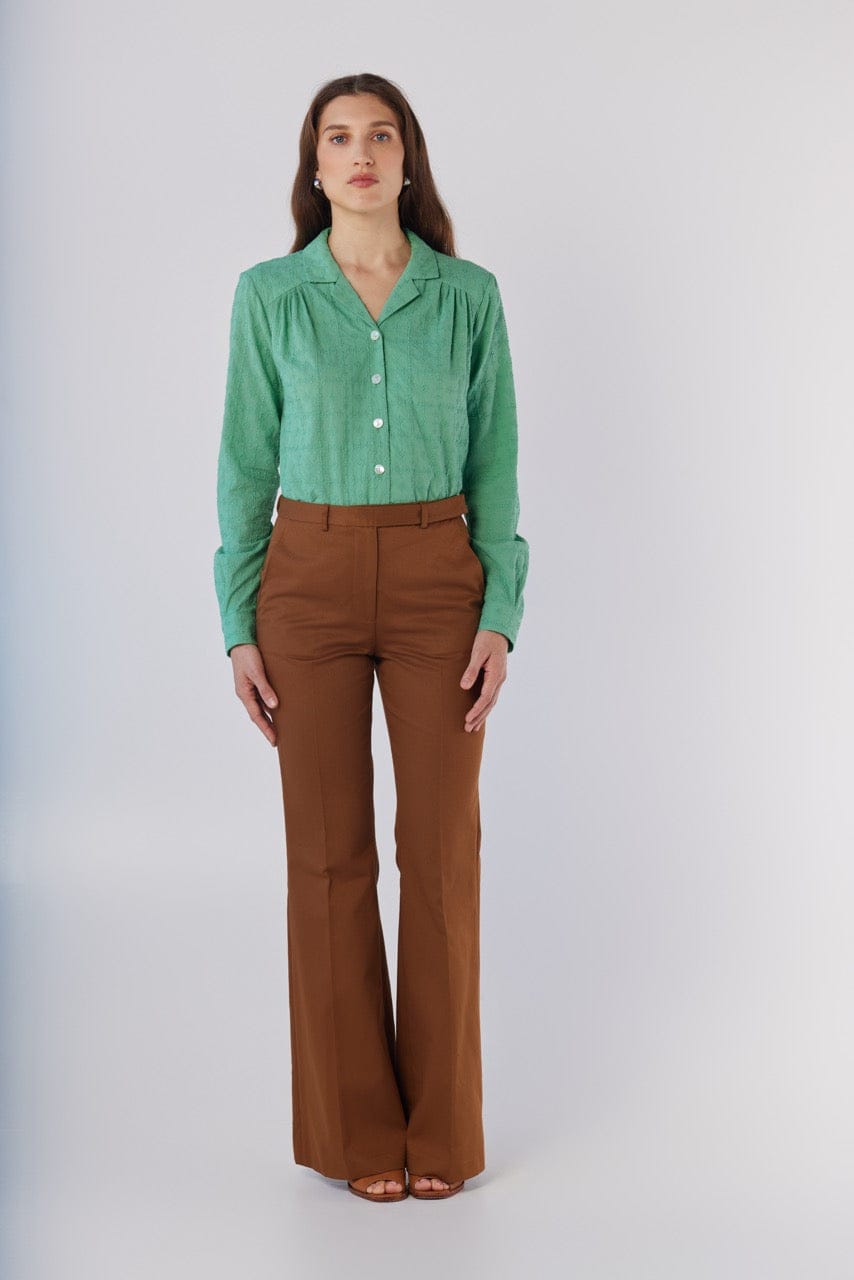 Iris Blouse in Jade Green Embroidered Cotton Tops CHRISTINE ALCALAY