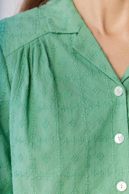 Iris Blouse in Jade Green Embroidered Cotton Tops CHRISTINE ALCALAY
