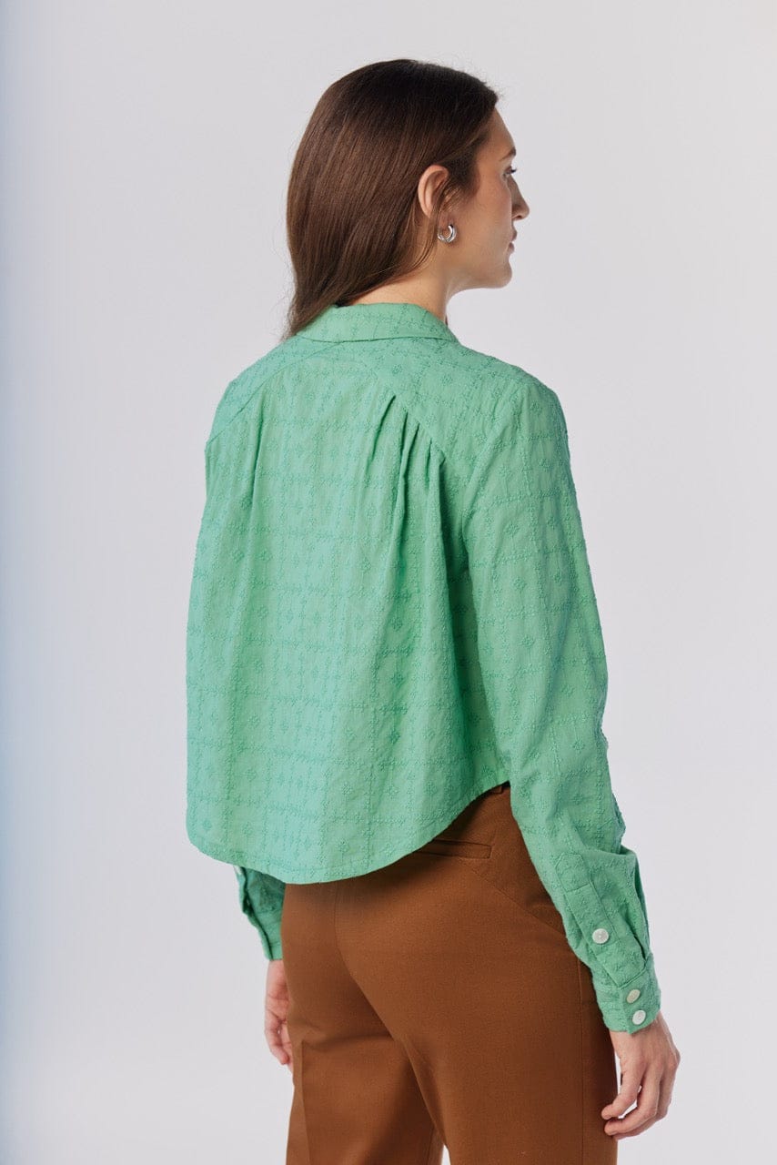 Iris Blouse in Jade Green Embroidered Cotton Tops CHRISTINE ALCALAY