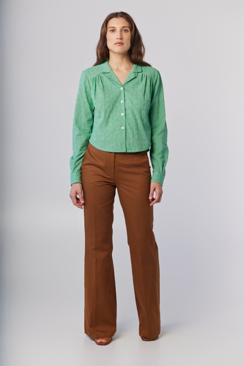 Iris Blouse in Jade Green Embroidered Cotton Tops CHRISTINE ALCALAY