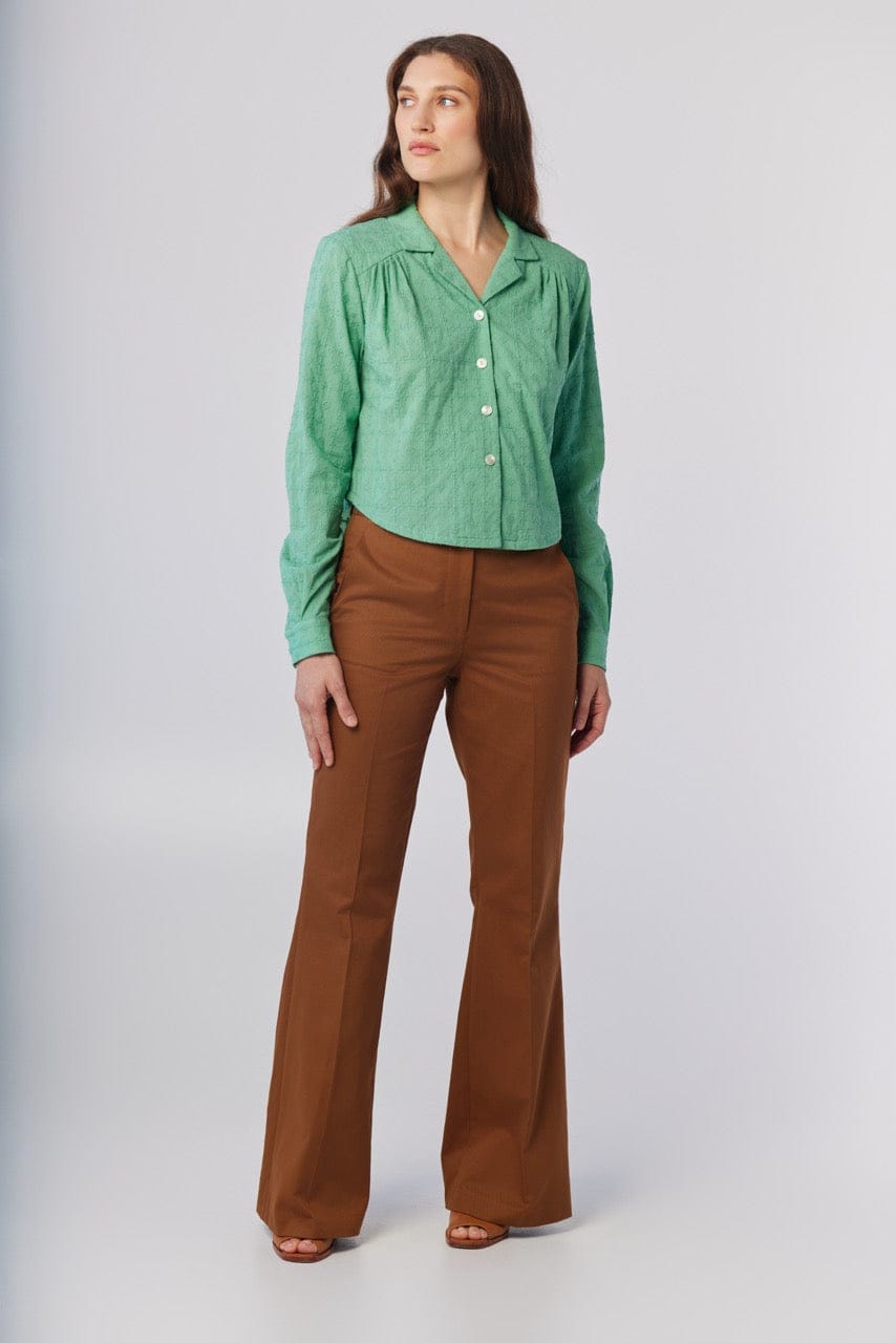 Iris Blouse in Jade Green Embroidered Cotton Tops CHRISTINE ALCALAY