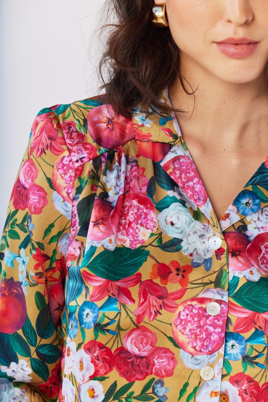 Iris Blouse in Pom Floral Washed Silk Tops CHRISTINE ALCALAY