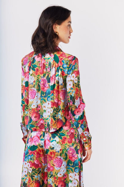 Iris Blouse in Pom Floral Washed Silk Tops CHRISTINE ALCALAY