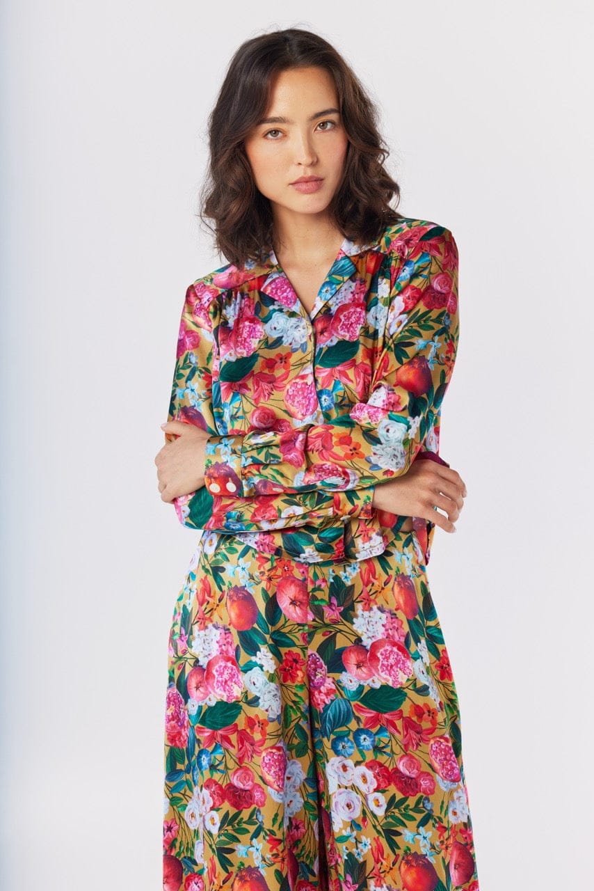 Iris Blouse in Pom Floral Washed Silk Tops CHRISTINE ALCALAY Pom Floral Extra Small