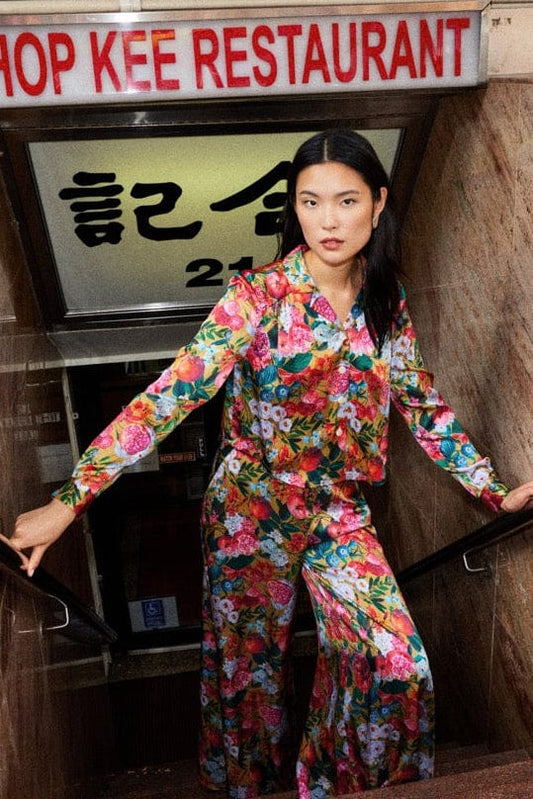 Iris Blouse in Pom Floral Washed Silk Tops CHRISTINE ALCALAY