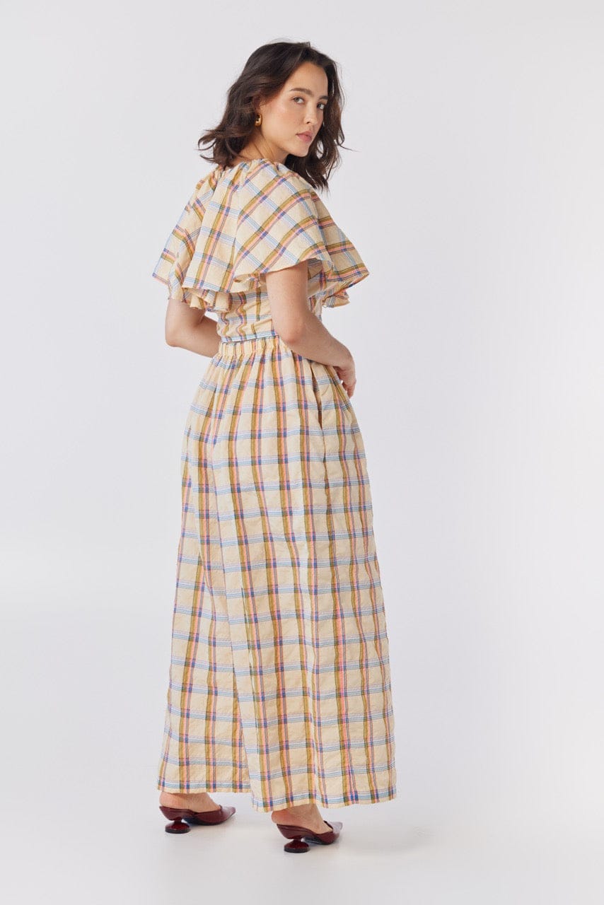 Izzy Blouse in Lemon Yellow Plaid Cotton Blend Tops CHRISTINE ALCALAY