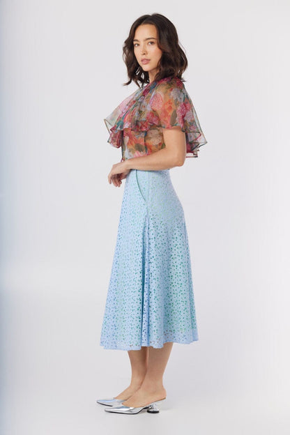 Izzy Blouse in Pom Floral Silk Organza Tops CHRISTINE ALCALAY