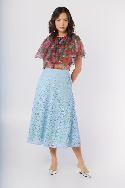 Izzy Blouse in Pom Floral Silk Organza Tops CHRISTINE ALCALAY