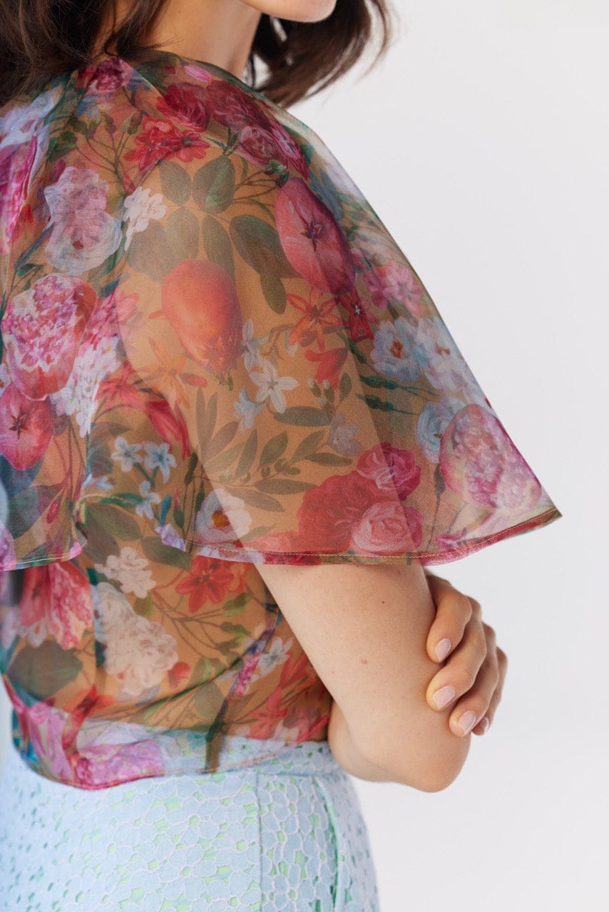 Izzy Blouse in Pom Floral Silk Organza Tops CHRISTINE ALCALAY