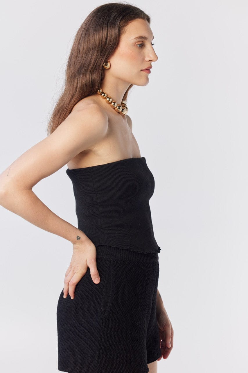 Janet Tube Top in Black Pima Cotton Tops CHRISTINE ALCALAY