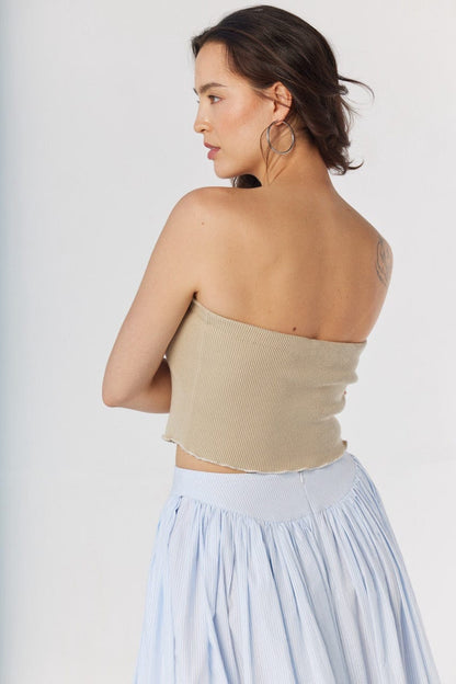 Janet Tube Top in Oyster Pima Cotton Tops CHRISTINE ALCALAY