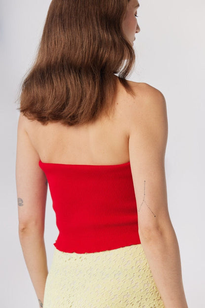 Janet Tube Top in Tomato Pima Cotton Tops CHRISTINE ALCALAY