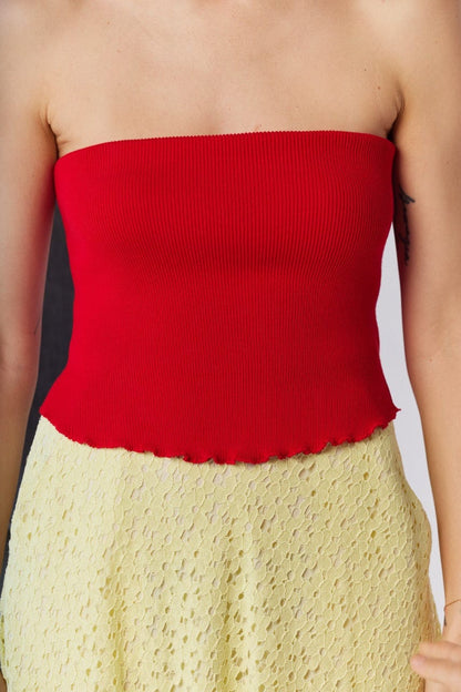 Janet Tube Top in Tomato Pima Cotton Tops CHRISTINE ALCALAY
