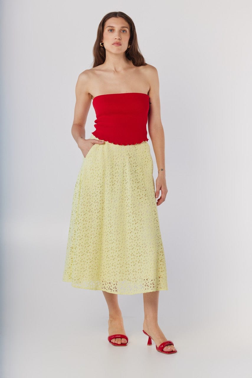 Janet Tube Top in Tomato Pima Cotton Tops CHRISTINE ALCALAY