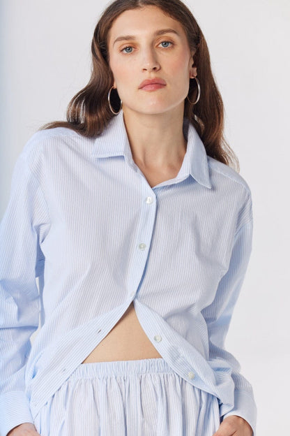 Jose Shirt in Blue Stripe Seersucker Tops CHRISTINE ALCALAY