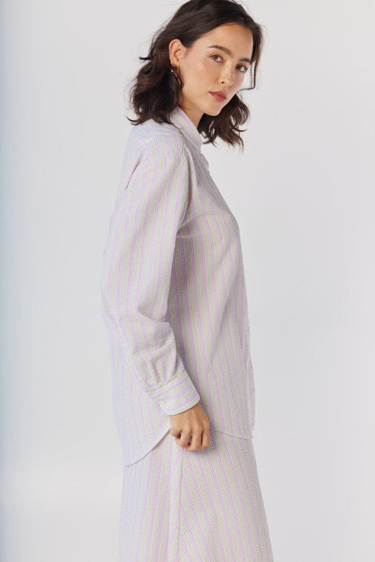 Jose Shirt in Candy Stripe Seersucker Tops CHRISTINE ALCALAY