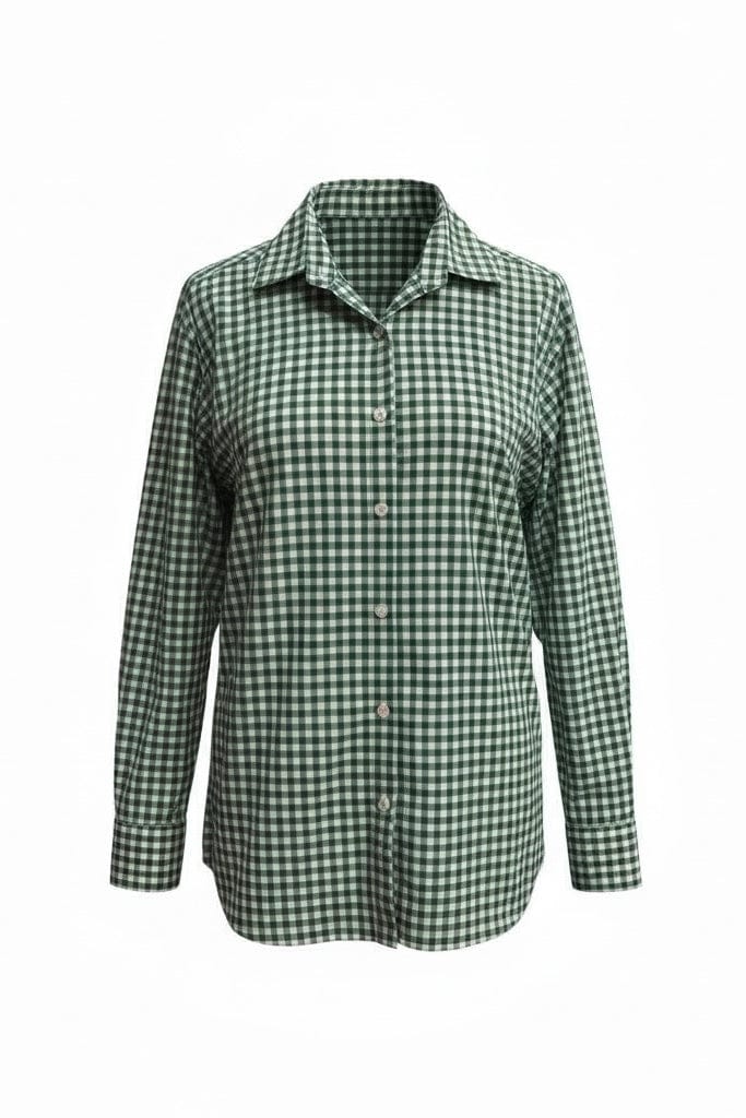 Jose Shirt in Malachite Green Gingham Cotton Blend Tops CHRISTINE ALCALAY