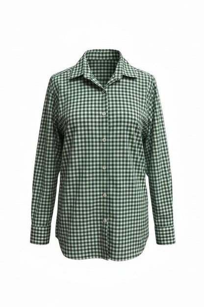 Jose Shirt in Malachite Green Gingham Cotton Blend Tops CHRISTINE ALCALAY