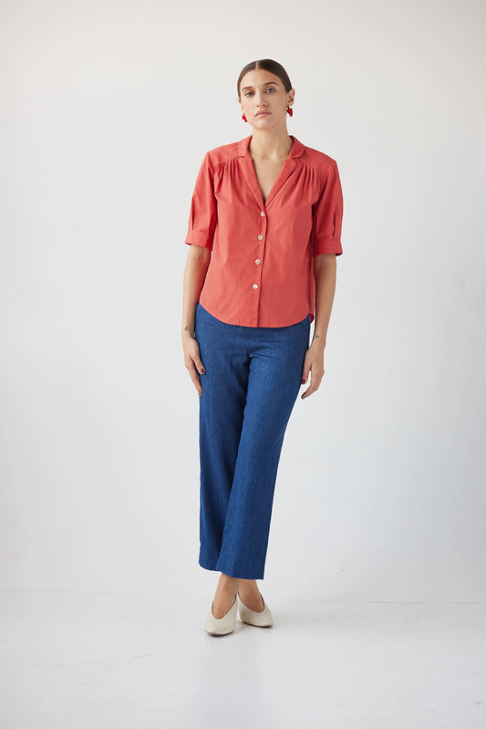 Katherine Blouse in Microdot Cotton Tops CHRISTINE ALCALAY   