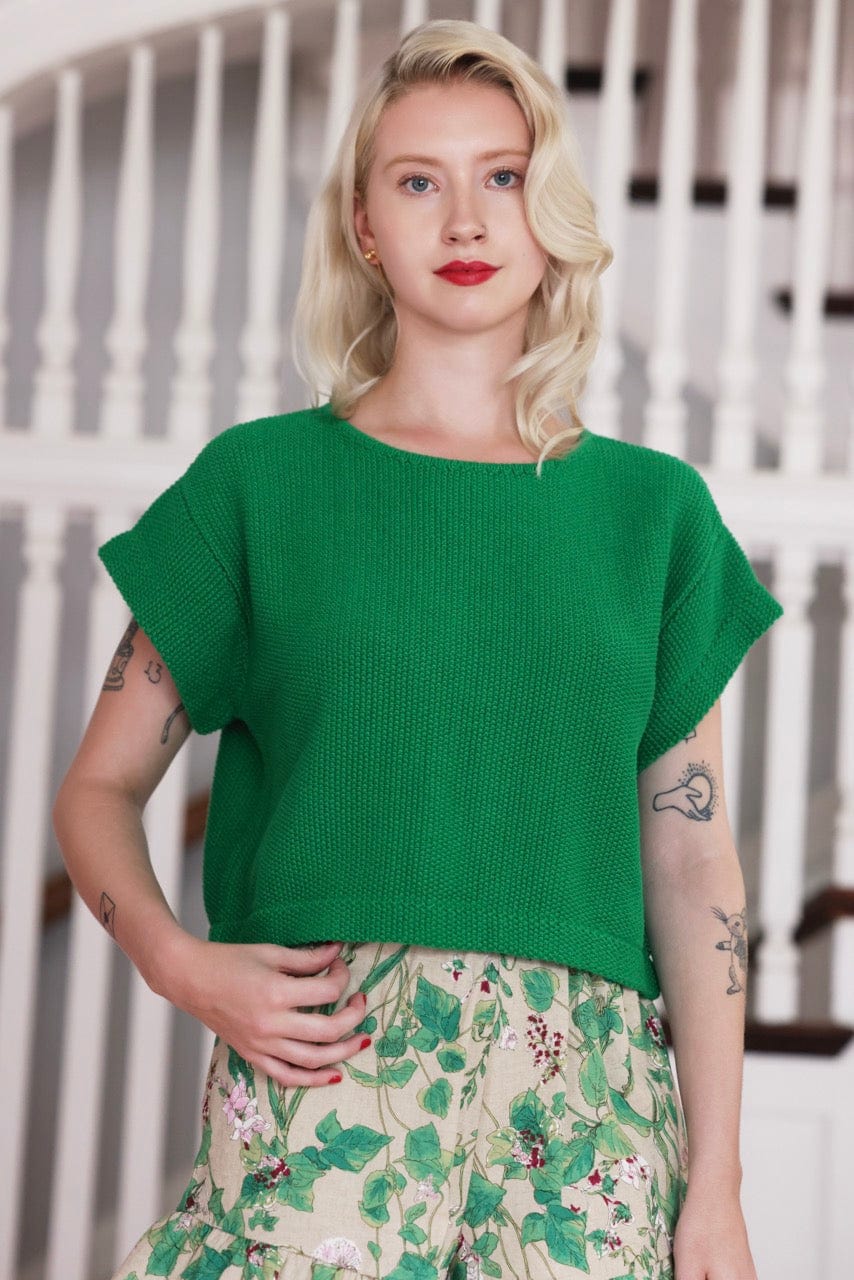 Kerry Tee in Pima Cotton Tops CHRISTINE ALCALAY Kelly Green Extra Small 