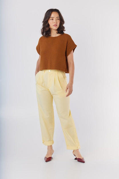 Kerry Tee in Brown Sugar Pima Cotton Tops CHRISTINE ALCALAY