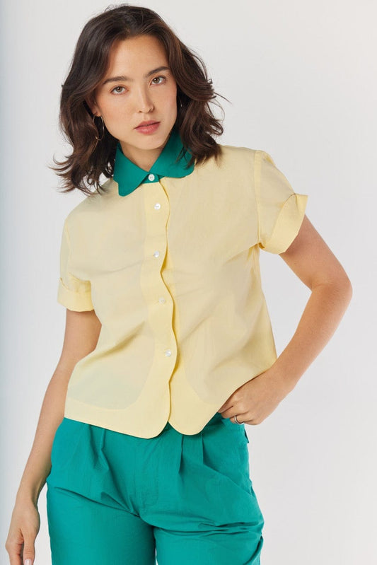 Flora Blouse in Limoncello Yellow Cotton Tops CHRISTINE ALCALAY Limoncello Yellow Extra Small