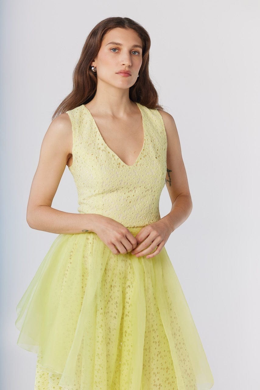 Sophie Top in Limoncello Yellow Corded Lace Tops CHRISTINE ALCALAY Limoncello Yellow Extra Small