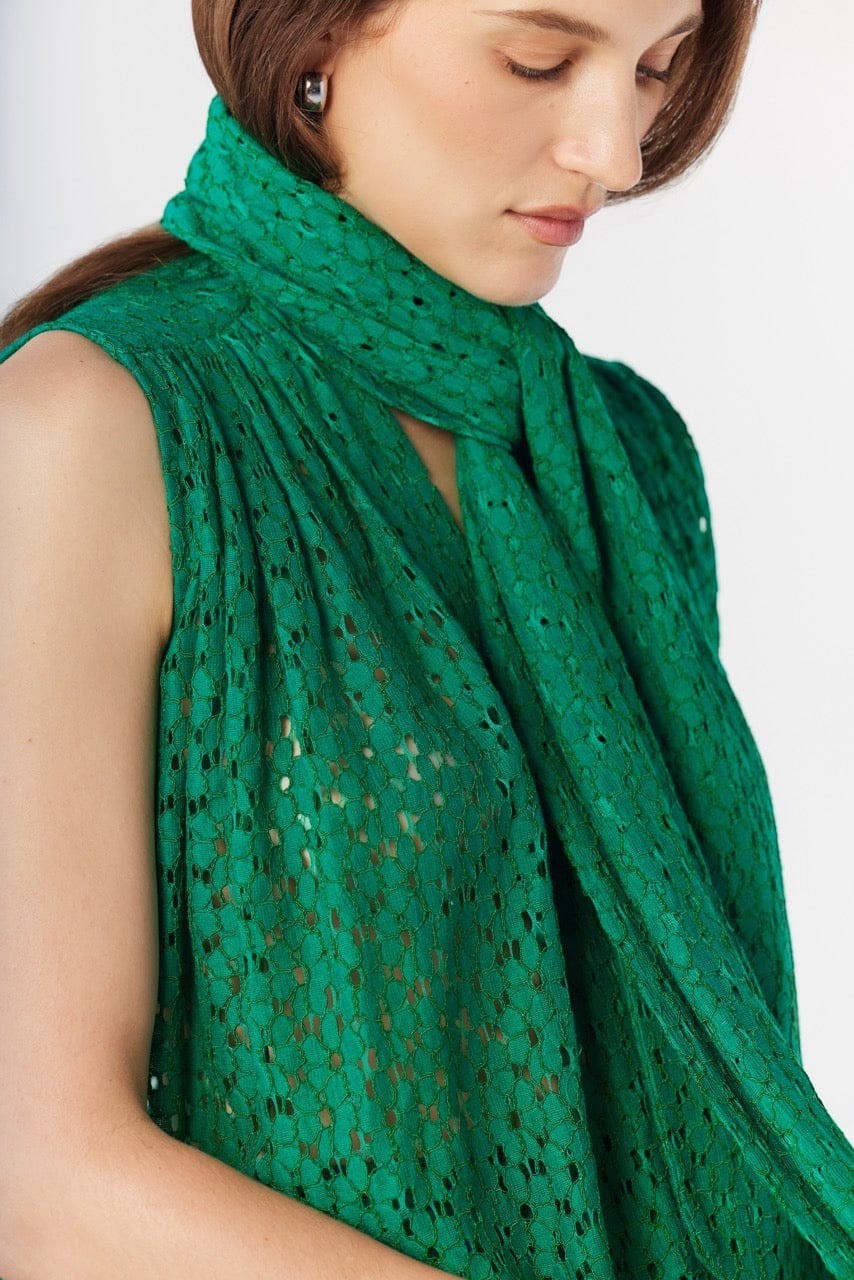 Rachel Blouse in Malachite Green Corded Lace Tops CHRISTINE ALCALAY