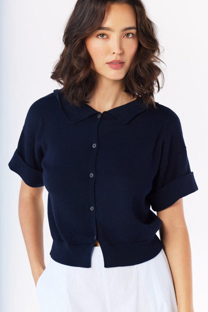 Olivia Polo in Navy Pima Cotton Tops CHRISTINE ALCALAY Navy XS/S