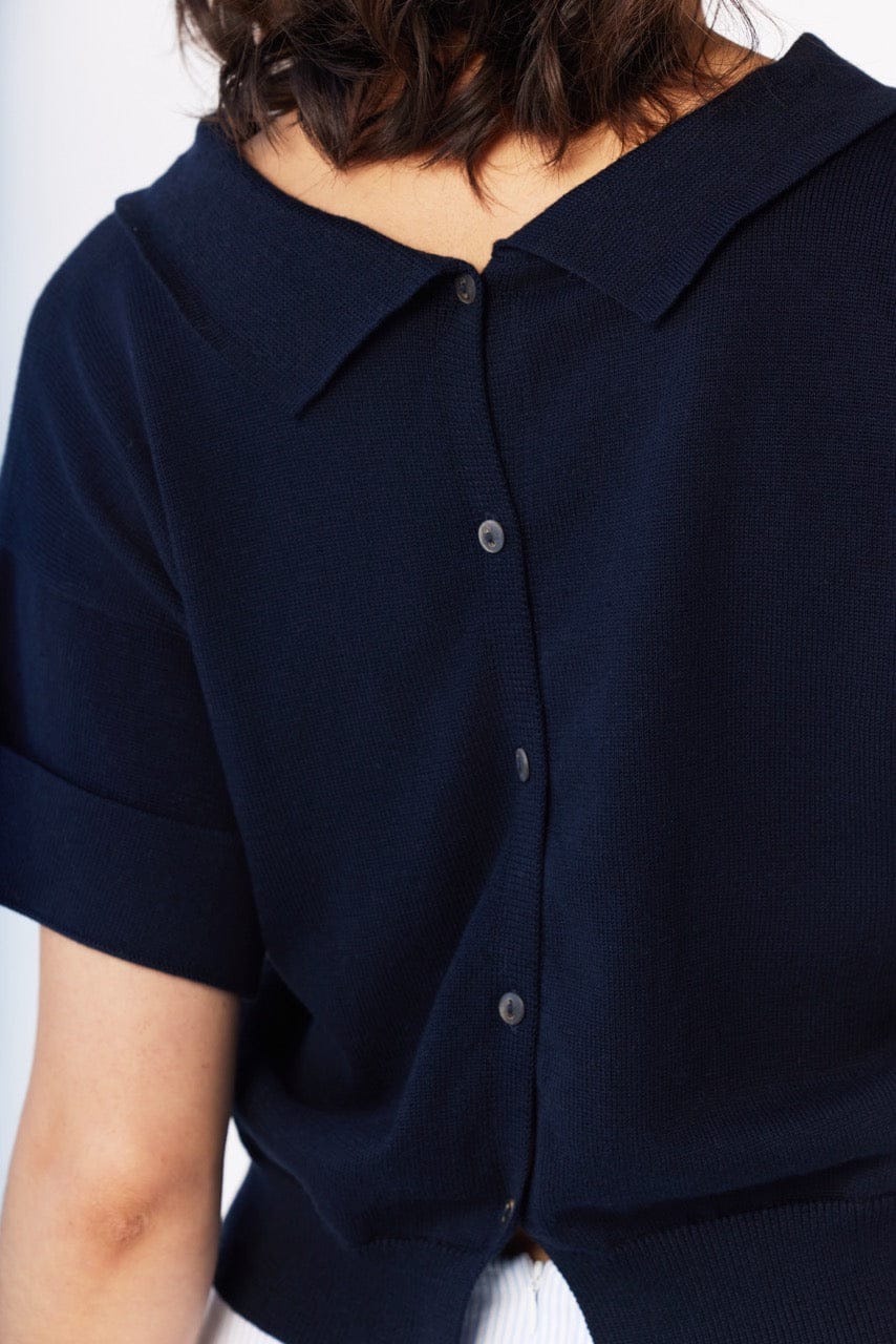 Olivia Polo in Navy Pima Cotton Tops CHRISTINE ALCALAY