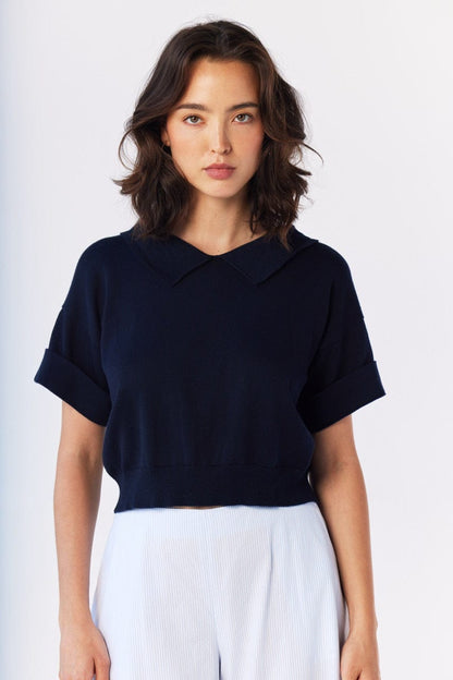 Olivia Polo in Navy Pima Cotton Tops CHRISTINE ALCALAY
