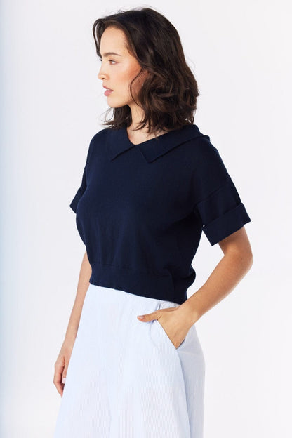 Olivia Polo in Navy Pima Cotton Tops CHRISTINE ALCALAY
