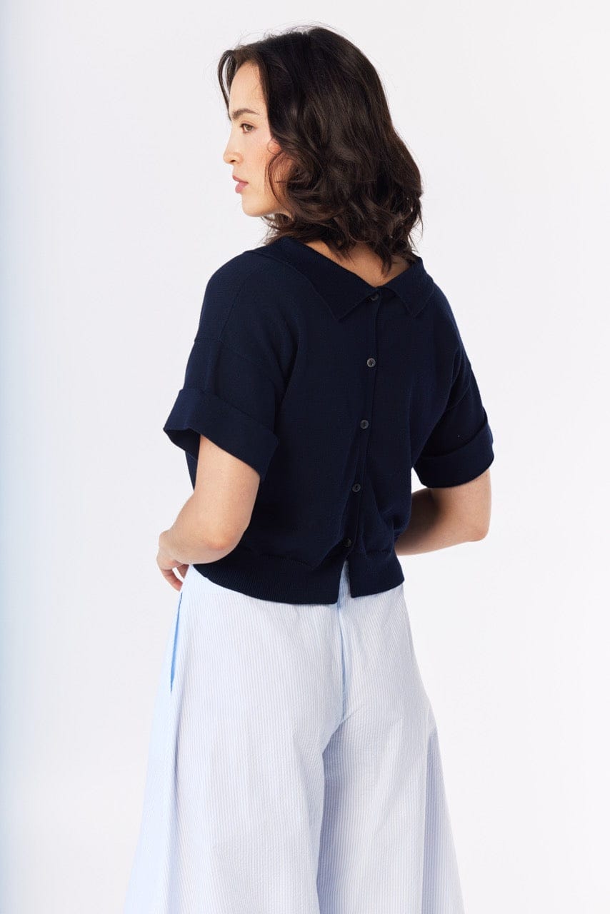 Olivia Polo in Navy Pima Cotton Tops CHRISTINE ALCALAY