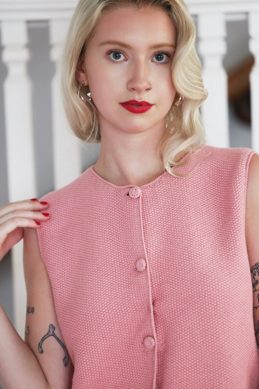 Lola Vest in Pima Cotton Tops CHRISTINE ALCALAY Peony Extra Small 