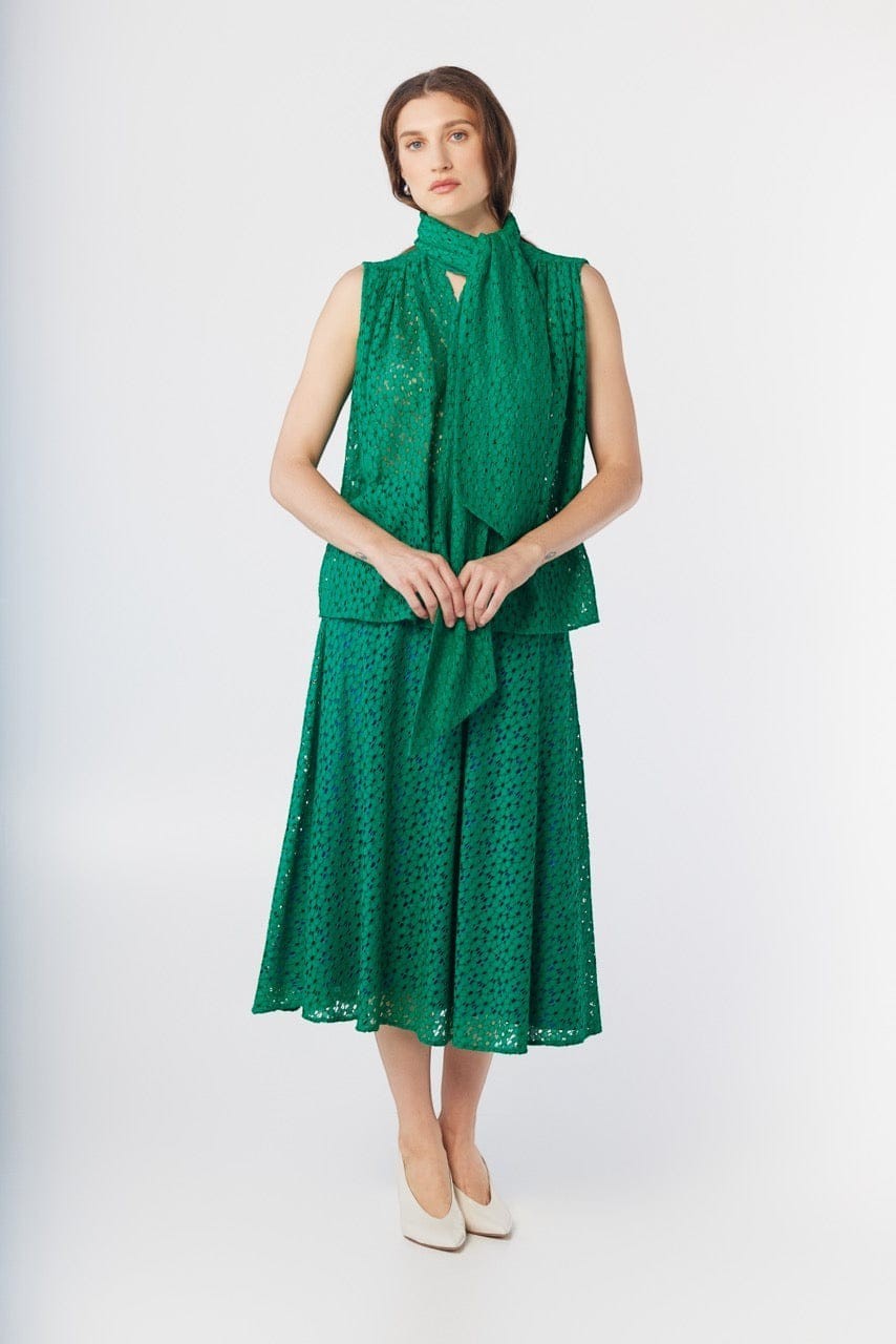 Rachel Blouse in Malachite Green Corded Lace Tops CHRISTINE ALCALAY