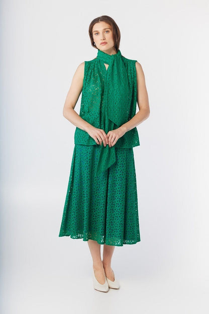 Rachel Blouse in Malachite Green Corded Lace Tops CHRISTINE ALCALAY