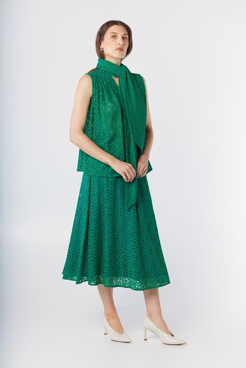 Rachel Blouse in Malachite Green Corded Lace Tops CHRISTINE ALCALAY