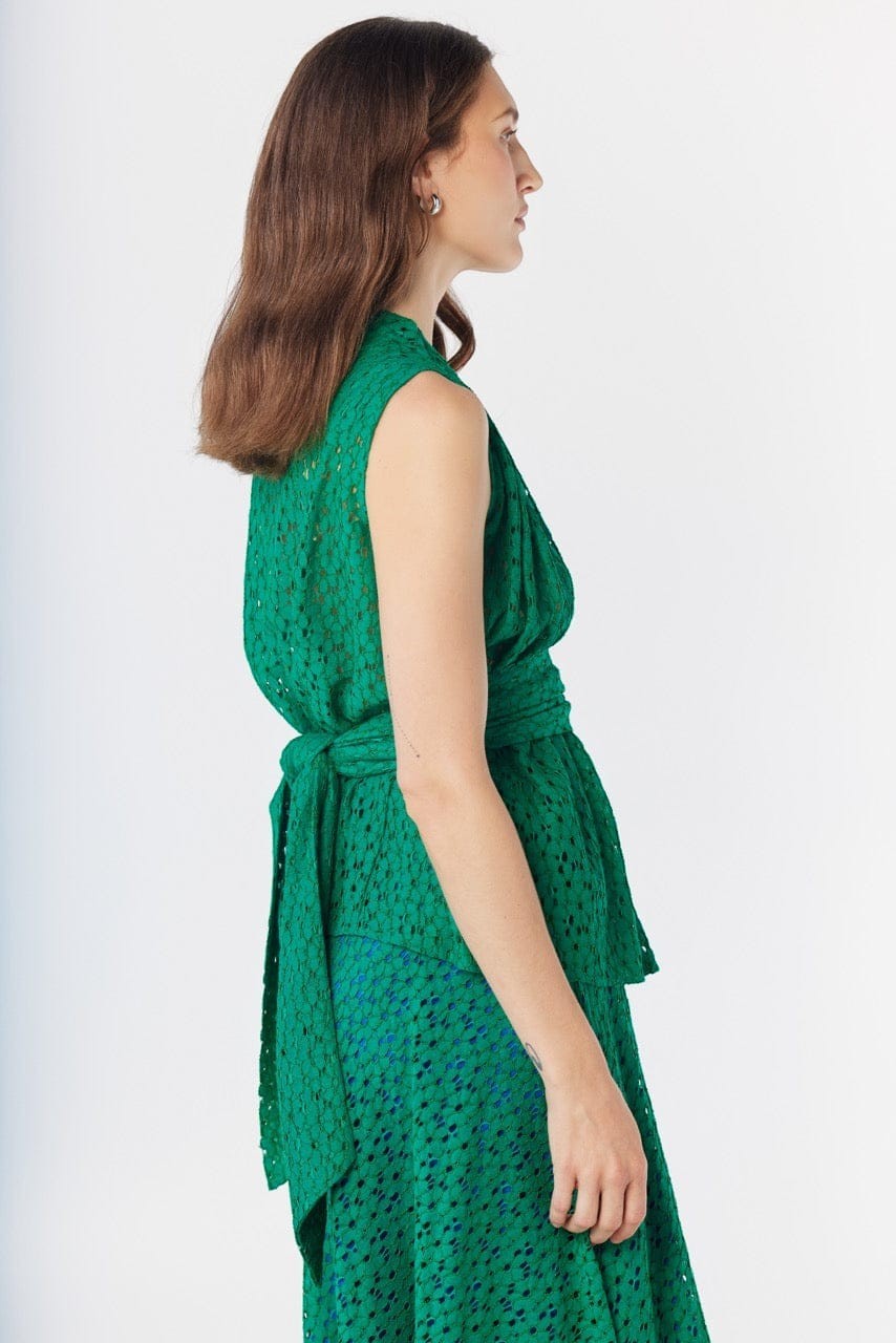 Rachel Blouse in Malachite Green Corded Lace Tops CHRISTINE ALCALAY