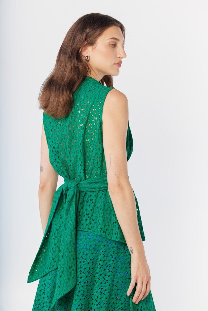 Rachel Blouse in Malachite Green Corded Lace Tops CHRISTINE ALCALAY
