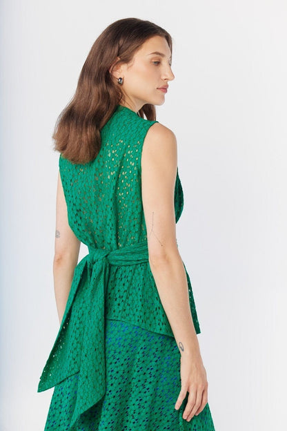 Rachel Blouse in Malachite Green Corded Lace Tops CHRISTINE ALCALAY