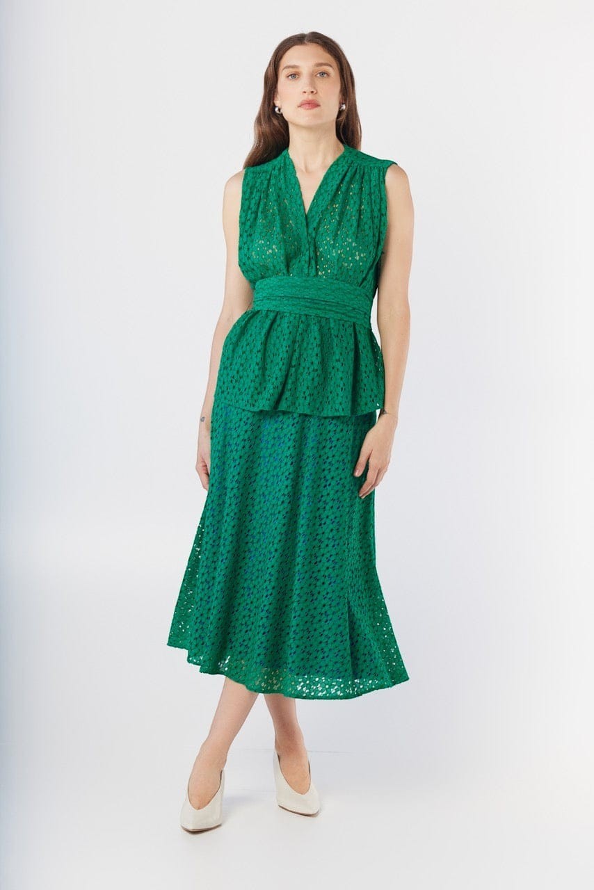 Rachel Blouse in Malachite Green Corded Lace Tops CHRISTINE ALCALAY
