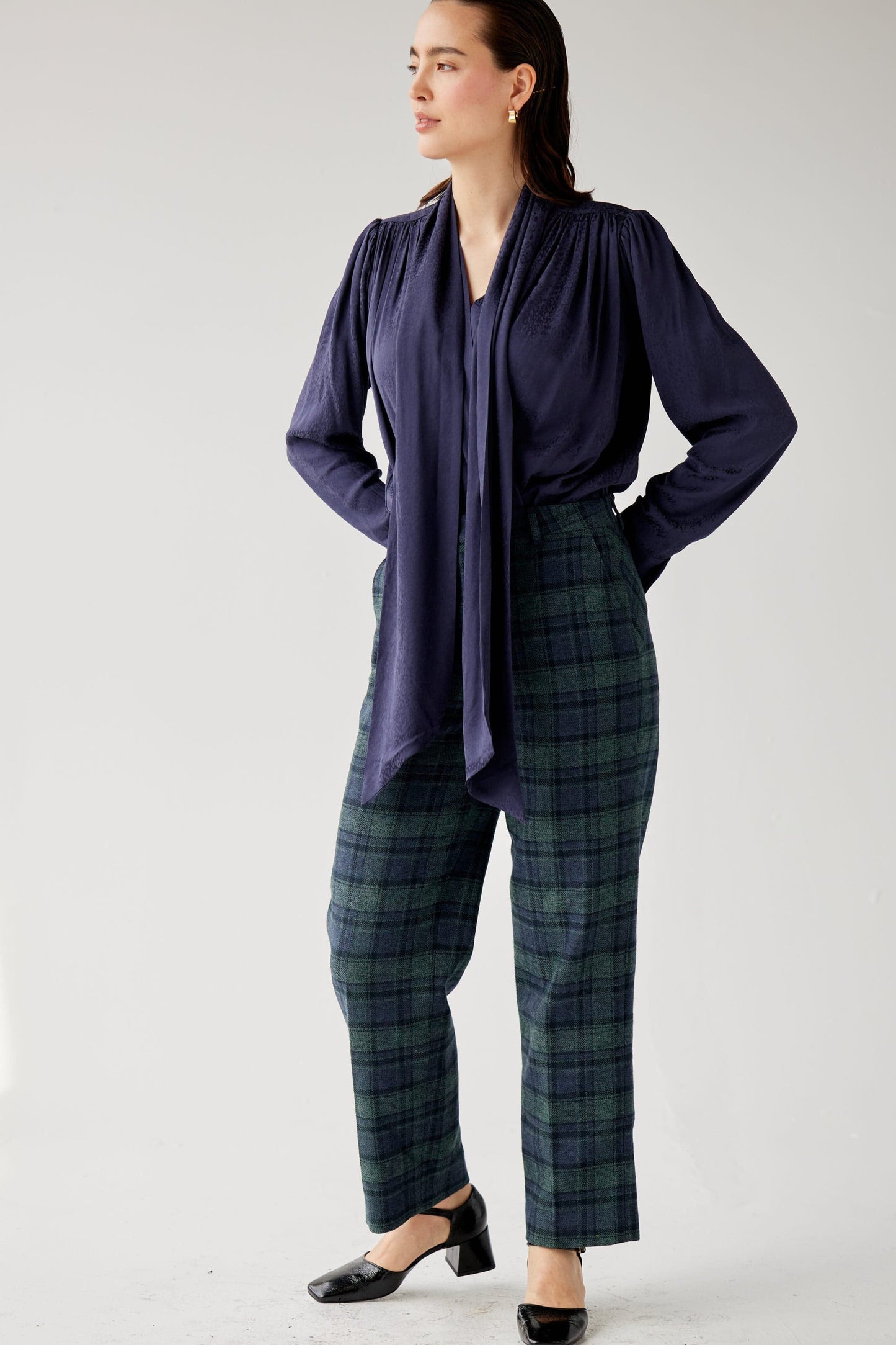 SAMPLE FW25 - Racquelle Blouse in Leopard Jacquard Samples CHRISTINE ALCALAY Navy Extra Small