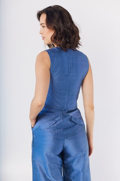 Sophie Top in Bleuet Silk Dupioni Tops CHRISTINE ALCALAY