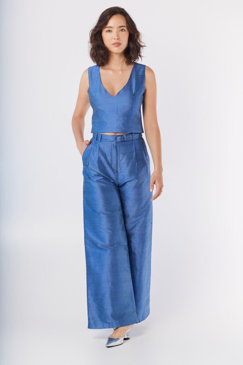 Sophie Top in Bleuet Silk Dupioni – CHRISTINE ALCALAY