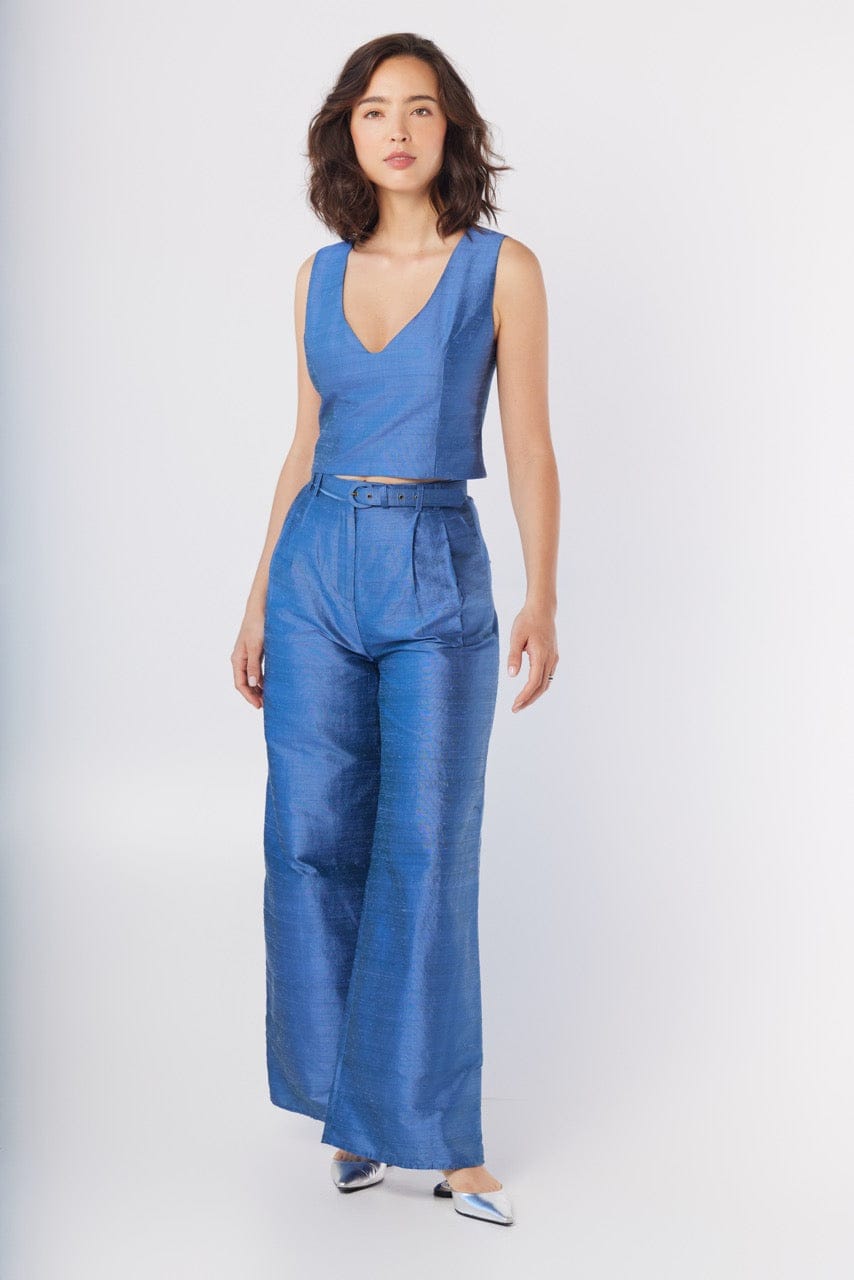 Sophie Top in Bleuet Silk Dupioni Tops CHRISTINE ALCALAY